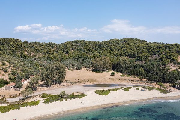 The island from the air, Skiathos