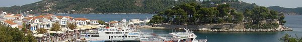 Skiathos Town along the waterfront in daylight
